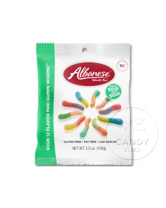 Albanese SOUR 12 Flavour Mini Gummi Worms Peg Bag Box of 12