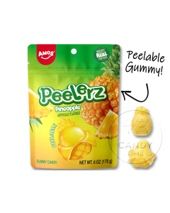Peelerz Peelable Gummy Pineapple 3oz Bag Box of 24