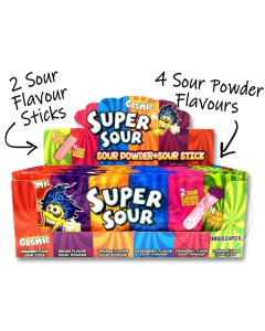 Cosmic Super Sour Powder & Stick 4 Flavour Single Box of 24
