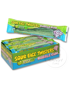 Face Twister Sour Gum Strings Green Apple Box of 12