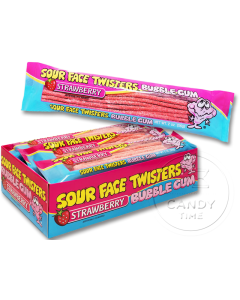 Face Twister Sour Gum Strings Strawberry Box of 12