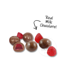 Fyna Milk Chocolate Raspberry Shots 1kg Bag