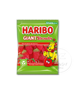  HARIBO Giant Strawberries Peg Bag Box of 18