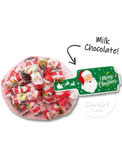 Christmas Milk Chocolate Foil Santas Mesh Bag Single