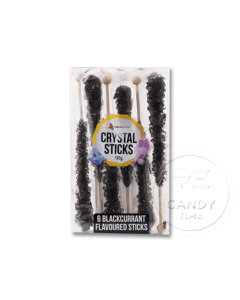 Crystal Rock Candy Sticks Blackcurrant Black 6 Pack
