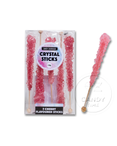Crystal Rock Candy Sticks Cherry Pink 5 Pack
