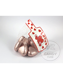 Milk Chocolate Foil Hearts 77g Mesh Bag Dusty Pink 