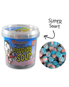 Maxons Stupidly Sour Bubblegum Flavour Tub Box of 12