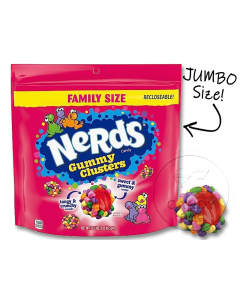 Nerds Gummy Clusters FAMILY SIZE 18.5oz Bag Box of 5