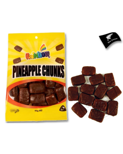 NZ Rainbow Confectionery Pineapple Chunks 95g Bag Box of 20