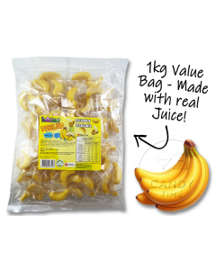 Peeled Peelable Gummy Banana 1kg Bag