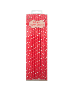 Red Dot Paper Straws 20pk