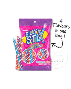 Silly Stix SOUR Sherbet Straws Fruit Flavoured Single