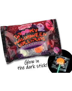 Halloween Lollipops with UV Glowing Sticks 20pce Single