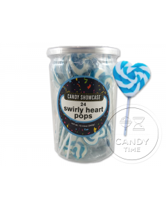 Swirly Heart Pops Blue Tub of 24