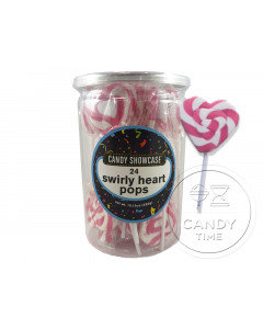 Swirly Heart Pops Pink Tub of 24