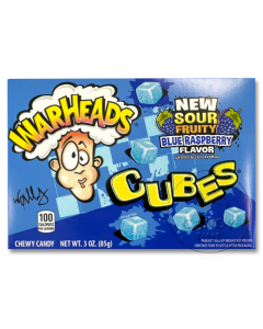 Warheads Sour Blue Raspberry Cubes Video Box of 12